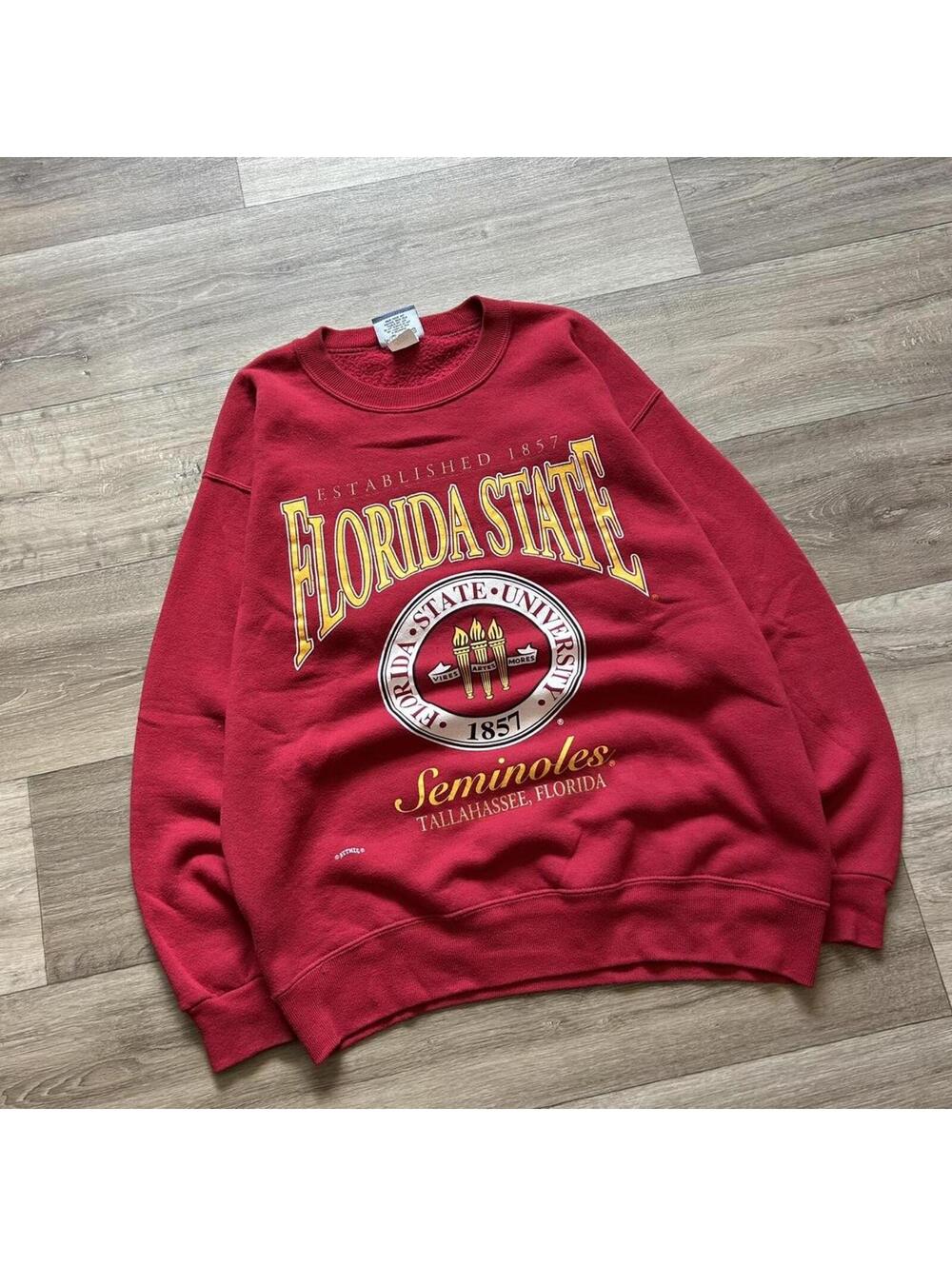 Vintage 90’s  FSU Crewneck Sweatshirt size L Nutmeg - Picture 2 of 8